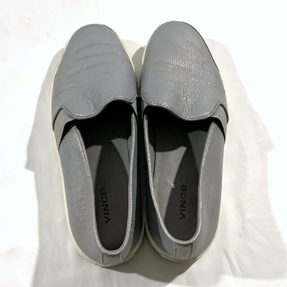 Vince Pewter Color Grey Grain Leather Slip On Sneakers Shoes Women's 8.5 M - Picture 9 of 12